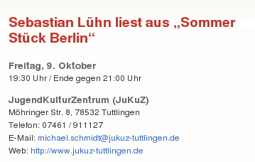 Sebastian Lühn liest in Tuttlingen